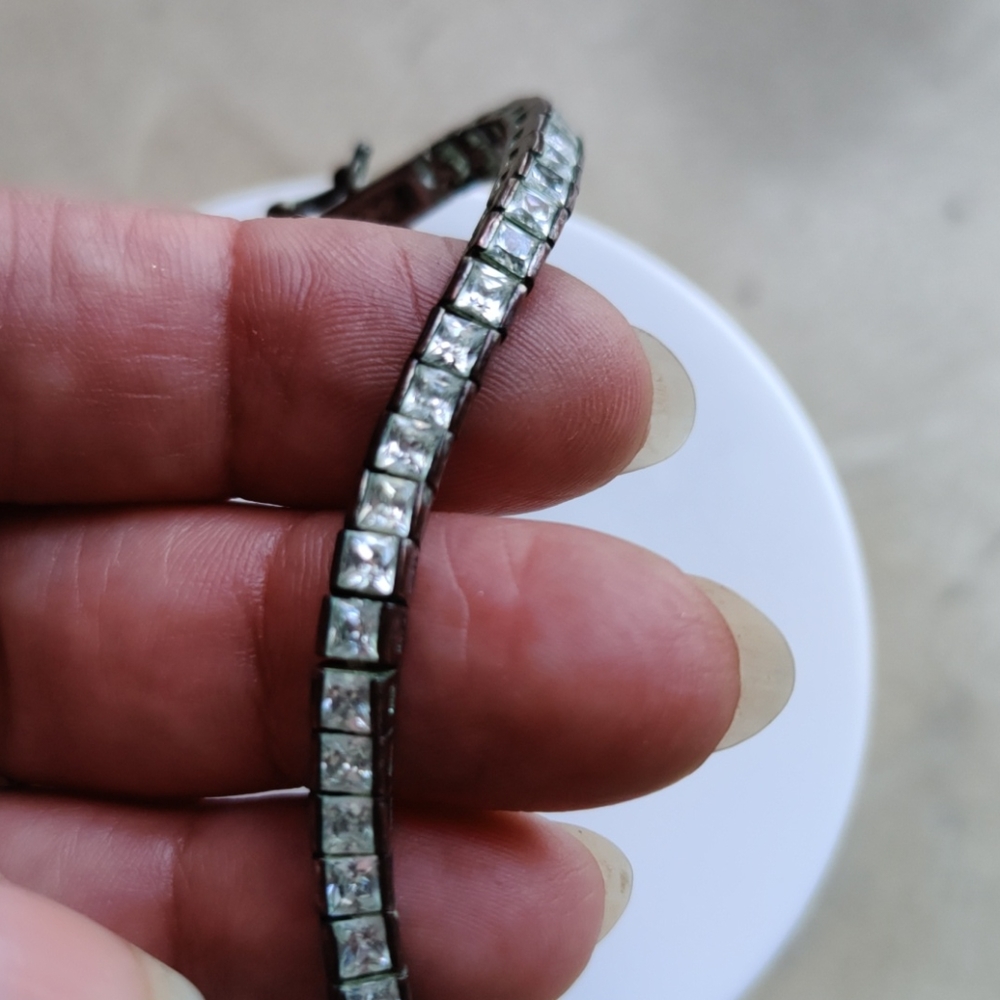 CZ and sterling tennis bracelet
